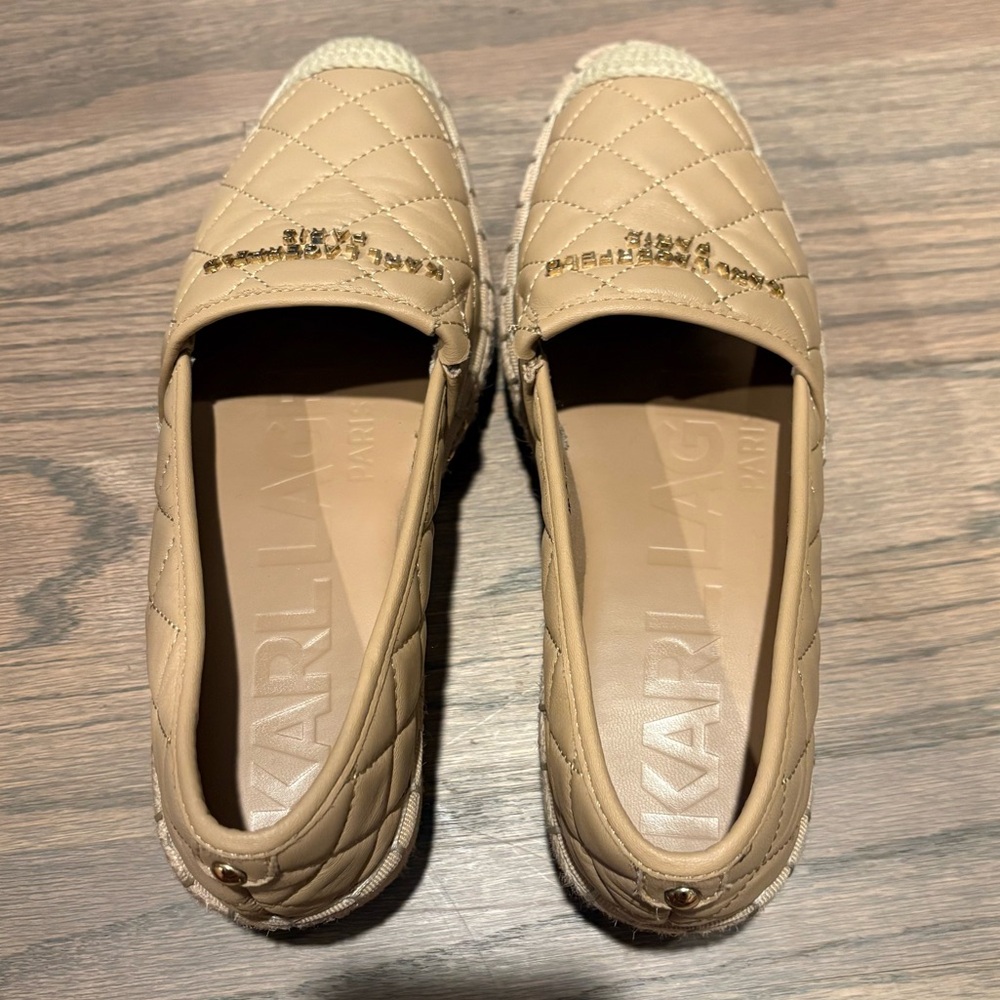 Karl Lagerfeld Tan Leather Espadrilles Size 6 - Picture 7 of 8